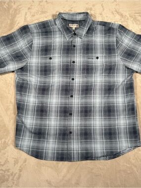 Orvis Classic Collection Men’s XXL Gray Blue Plaid Short Sleeve Button Up Shirt